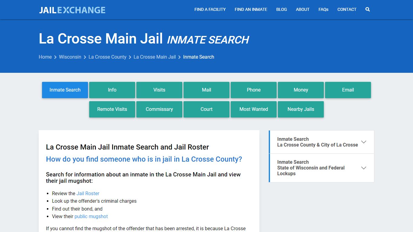 Inmate Search: Roster & Mugshots - La Crosse Main Jail, WI